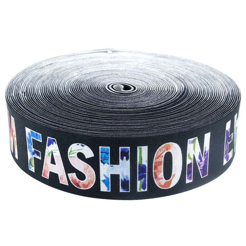 Spandex polyester thermal transfer printing elastic bands of various sizes are customized for underwear, headbands, sportswear